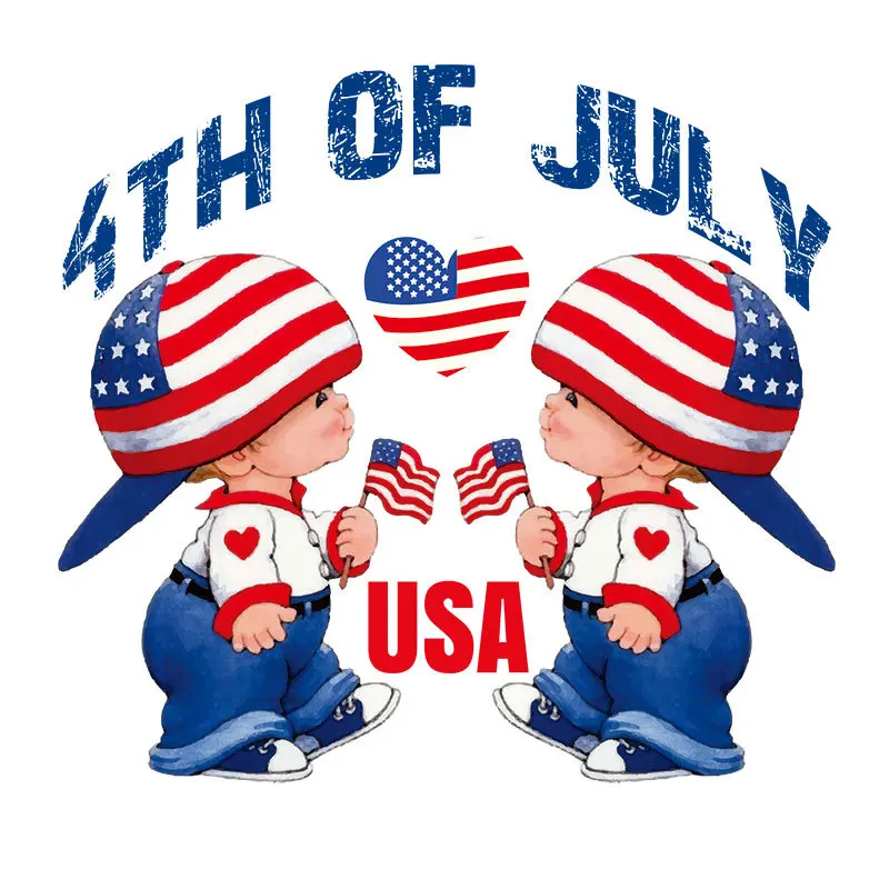 Grosir 4 Juli stiker tekan panas persediaan Transfer bendera Amerika Serikat stiker Transfer DTF