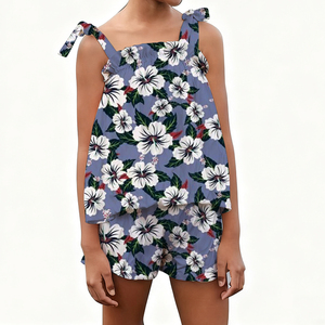 2026 Hot 2Piece Outfits Summer Sleeveless Tie <strong>Top</strong> <strong>and</strong> <strong>Shorts</strong> Breathable Adult Hawai Floral Print Wear Casual <strong>Ladies</strong> Clothing <strong>Set</strong> - Product Image 5