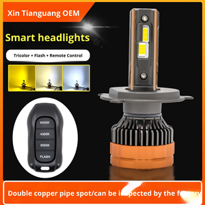 High-Power Tri-Color LED Headlight 12V-24V <strong>Flashing</strong> <strong>Blue</strong> <strong>Light</strong> with Remote Control Dual Copper Tube H1 H4 H7 H8 H1190059006 - Product Image 5