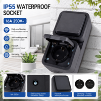 Prise et interrupteur combinés professionnels étanches IP55, norme allemande Schuko, montage vertical en surface pour jardin et garage