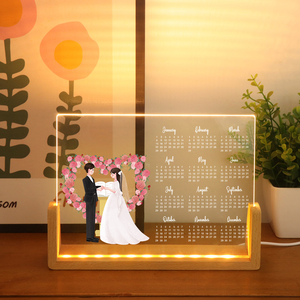 Decoração de Aniversário de Casamento, Calendário Iluminado em Acrílico em Forma de U, Suporte de Exibição LED <span class=keywords><strong>DIY</strong></span> - Product Image 5