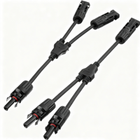 Kit de Conectores de Energía para Paneles Solares, Cable Adaptador en Y para Conexión en Paralelo de Paneles Fotovoltaicos, 2P MCX M/FF+F/MM, Carcasa de Nailon, Contacto de Cobre Duradero