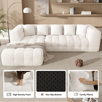 Modernes Modulares Ecksofa ohne Gestell aus Chenille mit L-Form und Tiefsitzen für Apartment-Wohnzimmer mit Großem Raum