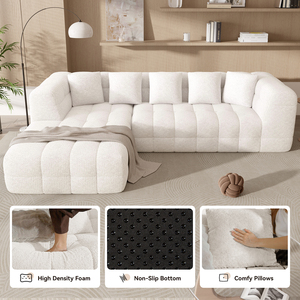 Modern Boneless Chenille L-Shaped Couch Oversized Cloud-Like <b>Sofa</b> Bed with Deep Seats for Living Room Large Space - Product Image 5