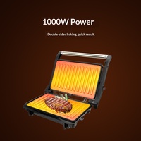 Gril électrique multifonction double face antiadhésif pour steaks et paninis, en aluminium, 2000W, contrôle mécanique, US