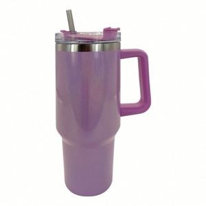 Gobelet de voyage isotherme réutilisable en acier inoxydable à double paroi de 40 oz, tasse à café pour voiture avec poignée et couvercle à paille - Product Image 4