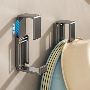 ตะขอแขวนอ่างล้างหน้าติดผนังสแตนเลส รูปทรงสี่เหลี่ยมผืนผ้า ชั้นวางของในห้องน้ำแบบยืดหดได้ อุปกรณ์แขวนอ่างอาบน้ำแบบยืดหดได้ ทนทาน - Product Image 1