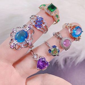 Wholesale Kaining OA701 Luxury Vintage Fashion Jewelry Mixed Full Copper Colorful <b>Rings</b> Women Exaggerated Bulk Gold Plated <b>Large</b> - Product Image 4