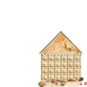 Calendrier de l'Avent en bois avec éclairage LED pour Noël, compte à rebours de 24 jours, ornement créatif, cadeau de Noël en bois - Product Image 5
