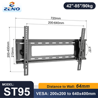 Soportes de Pared Inclinables ZENO de 42 a 85 Pulgadas, VESA 200x200 a 640x400 mm, Soporte de Pared para Pantallas LED LCD Plasma ±15 °