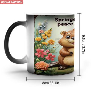 Mug à boisson simple et décontracté pour bureau, noir givré, 11 oz, en céramique, tasse magique changeante de couleur - Product Image 1
