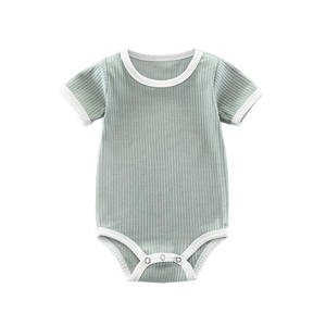 Factory Direct Sale <b>Cheap</b> Baby Spring and Summer Romper Baby Striped Ribbed Baby <b>Onesie</b> Newborn Triangle Romper - Product Image 4