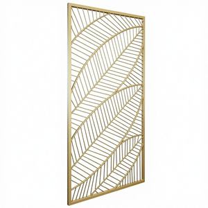 Biombos de Acero Inoxidable con Grabado Art Deco, Diseño Retráctil, Biombo Decorativo para Sala de Estar, Fácil Instalación - Product Image 1