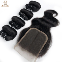 Extensions de cheveux courts Meikeiko Remy brésiliens avec closure en dentelle et mèches de cheveux vierges colorées Afor-B Body Wave