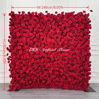 DKB Wholesale - Décoration de mariage moderne - Mur de fleurs artificielles rouges suspendues - Mur de fleurs artificielles - Décoration florale pour mariage