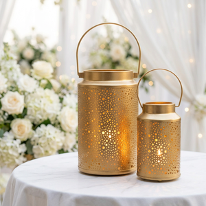 Wholesale Moroccan <b>Gold</b> Handmade Metal Votive Candle <b>Lanterns</b> for Weddings Event Decoration - Product Image 1