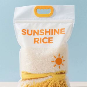 Customized Logo Gravure Printed Food Grade PE 1kg 2kg 5kg 10kg Square Bottom Zipper Top Moisture Proof Rice <b>Packaging</b> <b>Bags</b> - Product Image 4