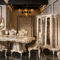 Ensemble de table à manger de luxe en bois massif royal de la turquie 4 chaises ensembles de meubles de salle à manger de restaurant de cuisine