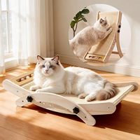 Griffoir pour chat en bois massif 2 en 1 avec lit en sisal, hauteur réglable, résistant à l'usure, sans perte de fibres, jouet pour chat d'intérieur