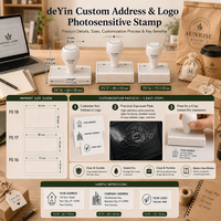 Stempel Flash Fotosensitif Plastik dengan Alamat dan Logo Kustom 3 Ukuran untuk Kemasan Kantor Bisnis Hadiah Natal Halloween