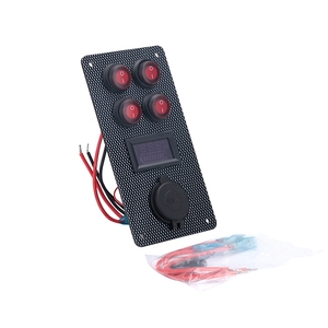 Panel de Interruptores de Botón con LED Rojo de 4 Canales, con Cargador USB Dual y Voltímetro 5V1A 2.1A, Panel de <span class=keywords><strong>Fibra</strong></span> de Carbono Impermeable - Product Image 4
