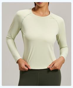 Wholesale Girls' Custom Yoga <b>Crop</b> Tops Loose Leisure Solid Color Long Sleeve Active Sports Wear Active Sports <b>Sweatshirt</b> - Product Image 4