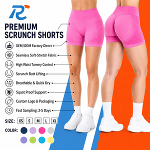 Shorts de sport sans couture pour femmes, taille haute, effet push-up, pour gym, yoga, entraînement, cyclisme, fitness, vêtements de sport OEM ODM - Product Image 2