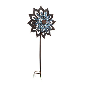 Ornement de moulin à vent en plastique gris en forme de fleur pour la décoration de jardin, pelouse, cour - <span class=keywords><strong>Design</strong></span> Art Déco extérieur imperméable - Product Image 1
