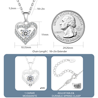 Collier Pendentif Cœur en Moissanite VVS, Plaqué Or Blanc, Argent Sterling 925, Bijou Femme, Cadeau, Diamant de Laboratoire GRA