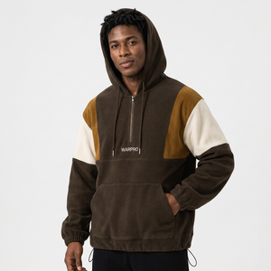 Premium Unisex Color Block Half <b>Zip</b> Fleece <b>Hoodie</b> Warm Casual Winter Pullover Sweatshirt Kangaroo <b>Pocket</b> 100% Cotton - Product Image 1