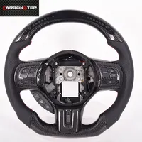 Racing Wheel Wholesale Custom Glossy Carbon Fiber Real Leather LED Racing Display Car Steering Wheel For Mitsubishi EVO