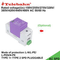 Dispositif de protection contre les surtensions (DPS) à rail DIN enfichable basse tension 220V/230V/240V AC T1+T2 25kA/50kA/100kA avec certification TUV