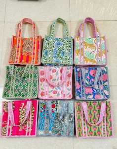 Handmade Quilted Cotton Patchwork Tote <b>Bag</b> for Women Multicolor Vintage <b>Boho</b> Large Shopper Daily Travel Carryall Market Style - Product Image 1