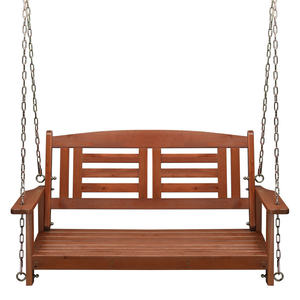 Columpio de madera doble marrón rojizo DB con cadena 500lbs capacidad 112*53*52cm DB para columpios de Patio - Product Image 1