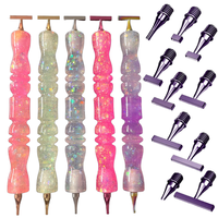 Ensemble de stylos pour peinture au diamant en résine scintillante avec embouts métalliques interchangeables à visser