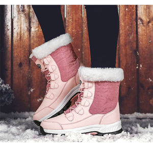 Sepatu bot salju musim dingin wanita, sepatu bot setengah panjang, sepatu bot salju musim dingin Anti air, Sol atas tinggi Anti selip, kain penambah tinggi - Product Image 5