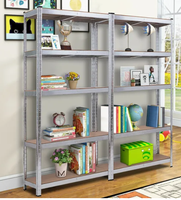 Rayonnage réglable en acier inoxydable à 5 couches Revêtement en poudre Noir Meubles de stockage Rivet sans boulon Carton empilable sans boulon