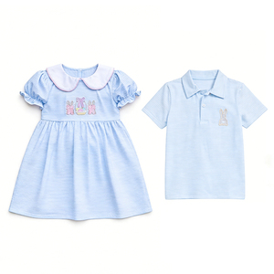 Vestido Infantil de Primavera/Otoño para Niñas, Diseño de Conejito de Pascua, Informal, Transpirable, de Algodón y Elastano, Ropa al por Mayor para Niños - Product Image 1