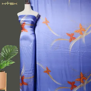 HYSK Seide Pure Silk Nature Satin Stoff 1 Meter Zubehör Baby material Weiche Schmetterling Tier drucke Zubehör