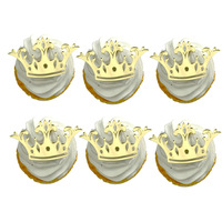 6-teiliges Set Spiegel-Gold Acryl-Krone Geburtstags-Cupcake-Topper Wiederverwendbare Kuchendekoration