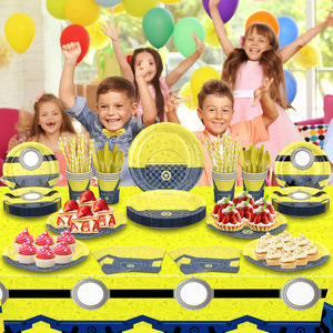 Wholesale Modern Disposable Eco-friendly Baby Shower <strong>Party</strong> Tableware Set with Yellow Paper Plates Cups Cutlery - Product Image 2