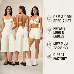 Conjuntos de Yoga Premium para Mujer, sin Costuras, con Top de Cuello Redondo, Pantalones Capri de Pierna Ancha y Sujetador de Cuello en V, para Marcas de Ropa Deportiva de Boutique - Product Image 3