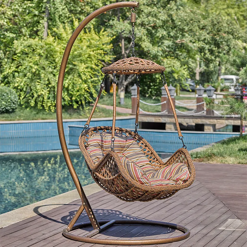 Ratten Swing Chairs Garden Furniture Outdoor 2 Seat 3 Seater Chair Rattan Hammock Patio Hanging Egg With Stand Metal