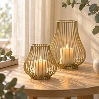 Porte-bougie en fil de fer en forme de citrouille, lanterne en métal, support de bougie pour table basse, décoration de mariage et de maison
