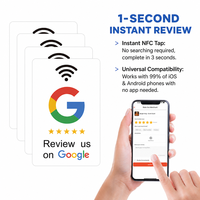 Carte NFC Google Review - Activation par téléphone portable - Carte de commentaires positifs pour restaurant sur les réseaux sociaux - Puce NFC215 intégrée - Modèle personnalisé