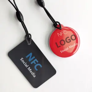 CMRFID iorn nfc social media nfc social keychain Programmable smart card with metal ring iso14443a nfc epoxy tag