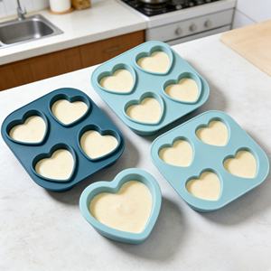 Mini Moldes de Silicona Redondos en Forma de Corazón para Hornear Repostería, Moldes Reutilizables para Muffins, Moldes Cuadrados para Hornear Pasteles, Herramientas para Hornear - Product Image 5