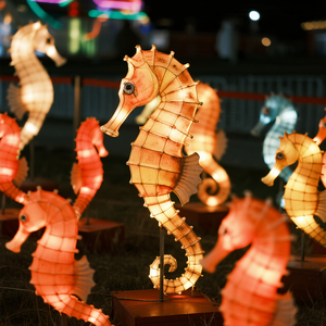 Bestseller Lanterna Animale Colorata Cartone Animato Cavalluccio Marino Luminoso Vivace Impermeabile Decorazione Acquario Eventi del Ringraziamento Festa Costiera - Product Image 5