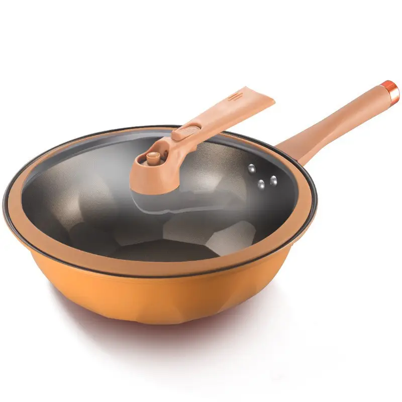 Die cast aluminum wooden handle pots and pans ceramic with pour spots high quality pots and pans non stick cookware sets