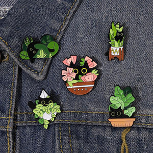 Broche de Gatos con 22 Diseños, Diseño Personalizado, Lindos y Divertidos Gatos en una Planta, Pin de Solapa de Metal con Dibujos Animados - Product Image 2
